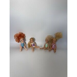 Lot of 4 Barbie Chelsea Dolls Mattel Mini Dolls Play/Parts Mixed Hair & Outfits